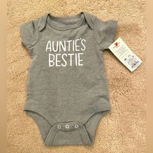 NWT size newborn. Cat and Jack “auntie’s bestie” onesie